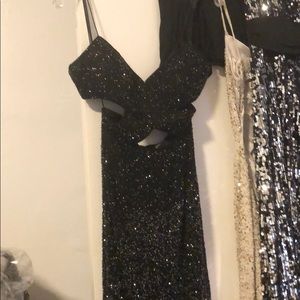Jouani 81120 beaded gown with cutouts